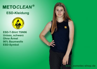 METOCLEAN ESD-T-Shirt TSN96, black, no sleeves, unisex - www.asmetec-shop.de