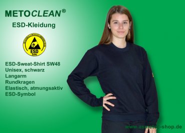METOCLEAN ESD-Sweat-Shirt SW48RL-SW, black, unisex - www.asmetec-shop.de