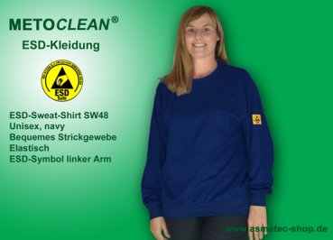 Metoclean ESD-Sweatshirt SW48RL-NB-M, long sleeves, navy, size M