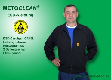 Metoclean ESD-Cardigan CR48L-SW-L, long sleeves, black, size L