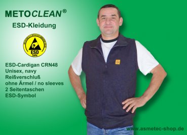 Metoclean ESD-Cardigan CRN48-NB-XXL, no sleeves, navy blue, size XXL