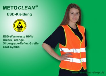 Metoclean ESD-HiVis-Vest, no sleeves, orange, size 3XL