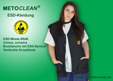 Metoclean ESD-Vest NS40-SW-XS, black, size XS