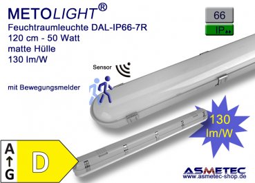 Metolight Tri-Proof luminaire DAL-IP66-7R, 120 cm, 50 Watt, 5000K, pure white, 6500 lm, sensor