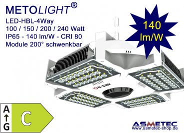LED-Hallenleuchte HBL-4Way-200-CW-60, 200 Watt, 28000 lm, Sensor