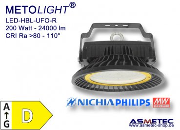 LED-Hallenleuchte HBL-UFO-R-200-CW, 200 W, 24000 lm, IP65