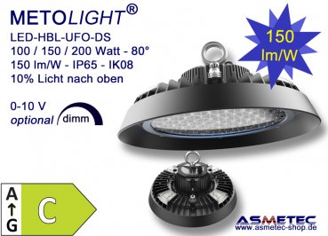 METOLIGHT LED Hallenleuchte HBL-UFO-DS-150-DW-80, 150 Watt, 5000K, tagweiß, 150 lm/W, IP65