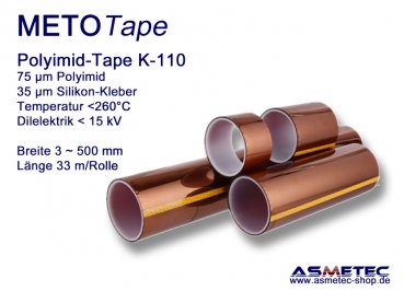 METOTAPE K-110-006, Polyimid-Klebeband 6 mm breit, 75 µm / 3 Mil