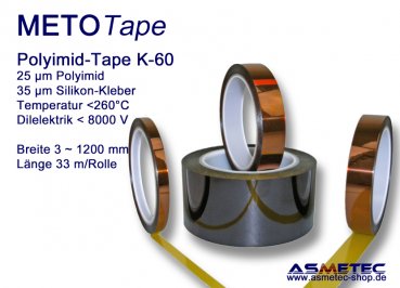 METOTAPE K-60-025, Polyimid tape, 25 mm, 1 Mil / 25 µm