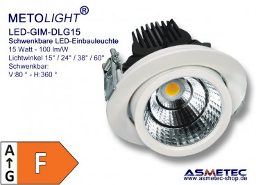 LED-Gimbal DLG15, 15 Watt, 1300 lm, warm white