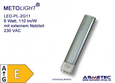 LED-PL-tube, 2G7-06-5630, 230 Volt, 6 Watt, warm white, E