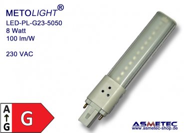 LED-PL-tube, G23-08-5050, 230 Volt, 8 Watt, nature white, G