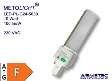 LED-Kompaktröhre G24-10-5630, 230 Volt, 10 Watt, kaltweiß F