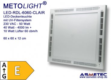 METOLIGHT LED ceiling light RDL-6060-CLAIR, 50 watt - 4000 lm - air decontamination