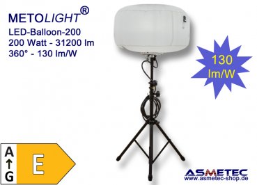 METOLIGHT LED-Balloon-Licht BAL-200, 200 Watt, 360°, 31000 lm, cold white