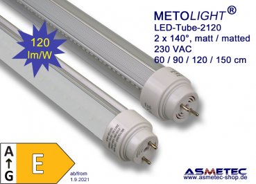 LED-Tube-2120 - 120 cm, 25 Watt, 2 x 120°, both sides lighting,  pure white, 3200 lm, matted