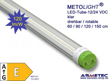 METOLIGHT LED-Tube-SCE-12_24-RC,  12/24 VDC, 120 cm, 20 Watt, T8, 2200 lm, klar, warm white, PTC