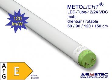 METOLIGHT LED-Röhre-SCE-12_24VDC-RM,  60 cm, 10 Watt, T8, 950 lm, matt, warmweiß