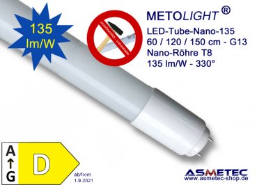 METOLIGHT LEDtube Nano-120, 120 cm, 18 Watt, matt, 1100 lm, energy class A++ - www.asmetec-shop.de