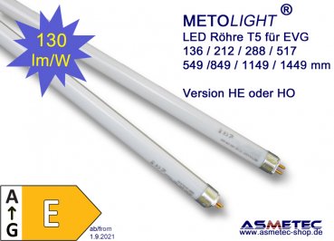 METOLIGHT LED Tube T5,  849 mm 13 Watt, frosted, cold white, replaces 21 Watt CFL tube