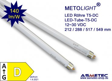 LED Röhre T5-DC, 549 mm, 7 Watt, 12~30 V DC, neutralweiß, matt