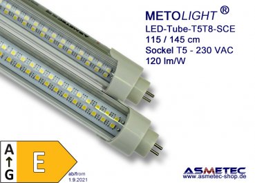 METOLIGHT LED-Röhre 1149 mm, 18 Watt, T8-T5, klar, tagweiß