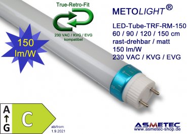 METOLIGHT LED-tube, T8, 120cm, 19 Watt, 2600 lm, cold white, for electronic and magnetic ballast - www.asmetec-shop.de
