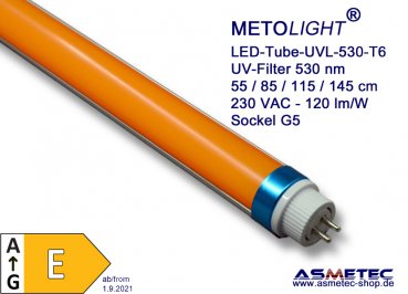 METOLIGHT LED-Tube-UVL-530-055-T6-10W,  55 cm, 10 Watt, 530 nm, replaces T5 CFL tubes