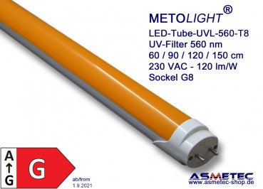 METOLIGHT LED-Tube-UVL-560-060-T8-09W,  60 cm,  9 Watt, 560 nm, replaces T8 CFL tubes