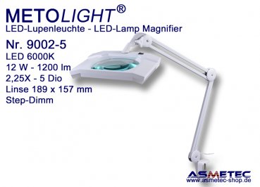 METOLIGHT LED-Lupenleuchte 9002-5, 2,25fach, 12 Watt, 1200 lm