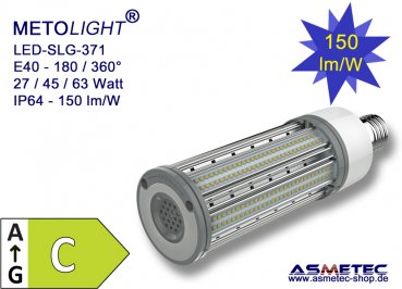 METOLIGHT LED-Lampe SLG371, 45 Watt, 6600 lm, neutralweiß, 180_360°, IP64 - www.asmetec-shop.de