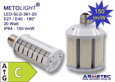 METOLIGHT LED-street bulb SLG381, 20 Watt, 180°, pure white, IP64 - www.asmetec-shop.de