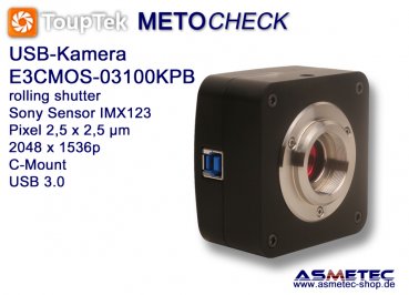 USB-Kamera Touptek E3CMOS-03100KPB, 3.1 MPix, USB 3.0