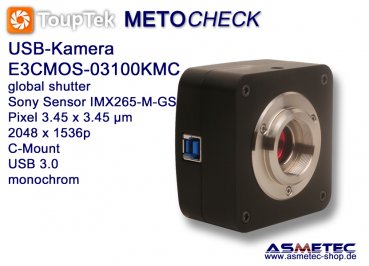 USB-Camera Touptek-E3CMOS-03100KMC, 3.1 MPix, USB 3.0, monochrome