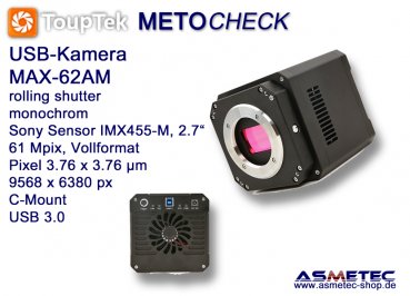 USB-Kamera Touptek MAX-62AM, 61 MPix, Vollformat, monochrom, USB 3.0, C-Mount