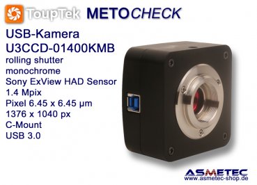 USB-Kamera Touptek U3CCD-01400KMB,  1.4 Mp, USB 3.0, CCD-sensor, monochrom, Astrofotografie