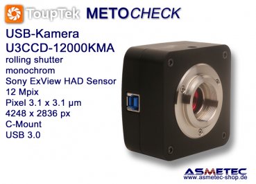 USB-Kamera Touptek U3CCD-12000KMA, 12 Mp, USB 3.0, CCD-sensor, monochrom, Astrofotografie