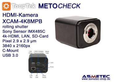 USB-Camera Touptek XCAM-4K8MPB, 4k-HDMI, LAN, SD-Card