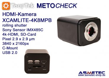 USB-Kamera Touptek XCAMLITE-4K8MPB, 4k-HDMI, SD-Card, USB 2.0