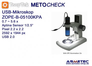 Zoom-Microscope Touptek ZOPE-B-05100KPA, 5.1 MPix, 0.7~5.6x