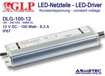 LED-Netzteil GLP - DLG-100-12, 12 VDC, 100 Watt - www.asmetec-shop.de
