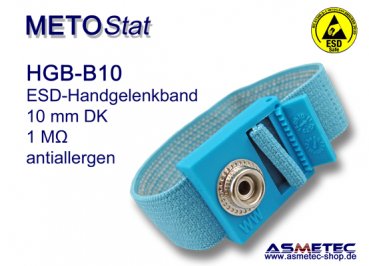 ESD-Handgelenkband HGB-B10, 10 mm Druckknopf, antiallergen - www.asmetec-ahop.de