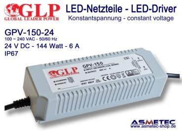 LED-driver GLP - GPV-150-24, 24 VDC, 144 Watt - www.asmetec-shop.de