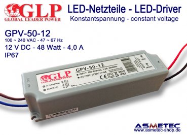 LED driver GLP GPV-50-12, 12 Volt DC, 48 Watt