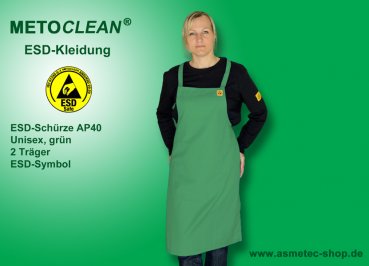 METOCLEAN ESD-apron AP40 green - www.asmetec-shop.de