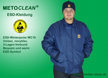 METOCLEAN ESD winter jacket WC-10-NB-XXL, long sleeve, navy blue, size XXL