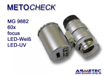 METOCHECK MG-9882-UV-LED, Taschenmikroskop, 60x mit LED-Beleuchtung