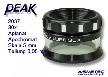 PEAK-2037, scale loupe 30x, scale 0,05 mm division - www.asmetec-shop.de