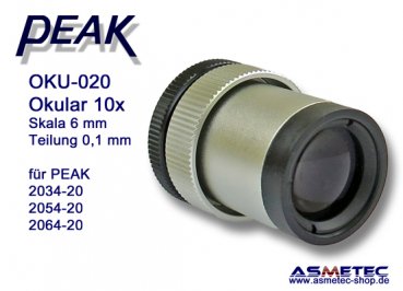 PEAK OKU-020, eyepiece, 10x, scale 6 mm for Peak 2034, 2054, 2064 - www.asmetec-shop.de