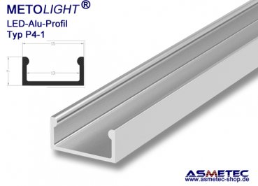 LED-Aluminium Profil P4M-2, anodisiert, 15 mm breit, 7 mm hoch, 2 m lang, Aufbauprofil